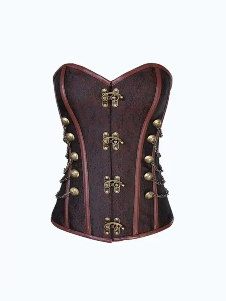 black-steampunk-full-chest-corset-with-chain-plus-size-corset-black-satin-antique-clasps-longline-overbust-waist-training-korsage-korsett-shapewear-2