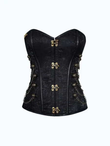 black-steampunk-full-chest-corset-with-chain-plus-size-corset-black-satin-antique-clasps-longline-overbust-waist-training-korsage-korsett-shapewear-2